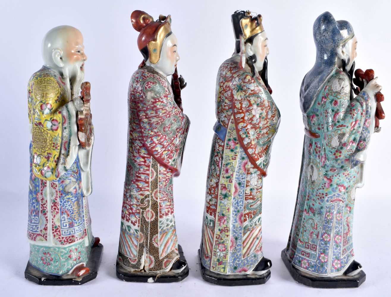 A SET OF FOUR LATE 19TH/20TH CENTURY CHINESE FAMILLE ROSE PORCELAIN FIGURES Late Qing, modelled as - Image 9 of 48