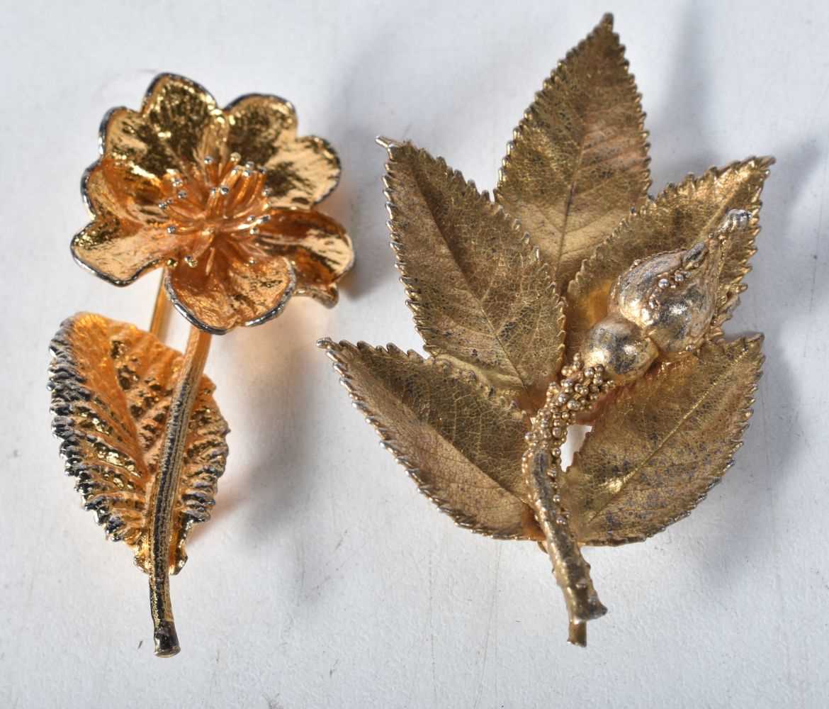 Two Danish silver foliate brooches including Flora Danica and Eggert. Stamped Denmark 925, Largest