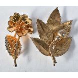 Two Danish silver foliate brooches including Flora Danica and Eggert. Stamped Denmark 925, Largest