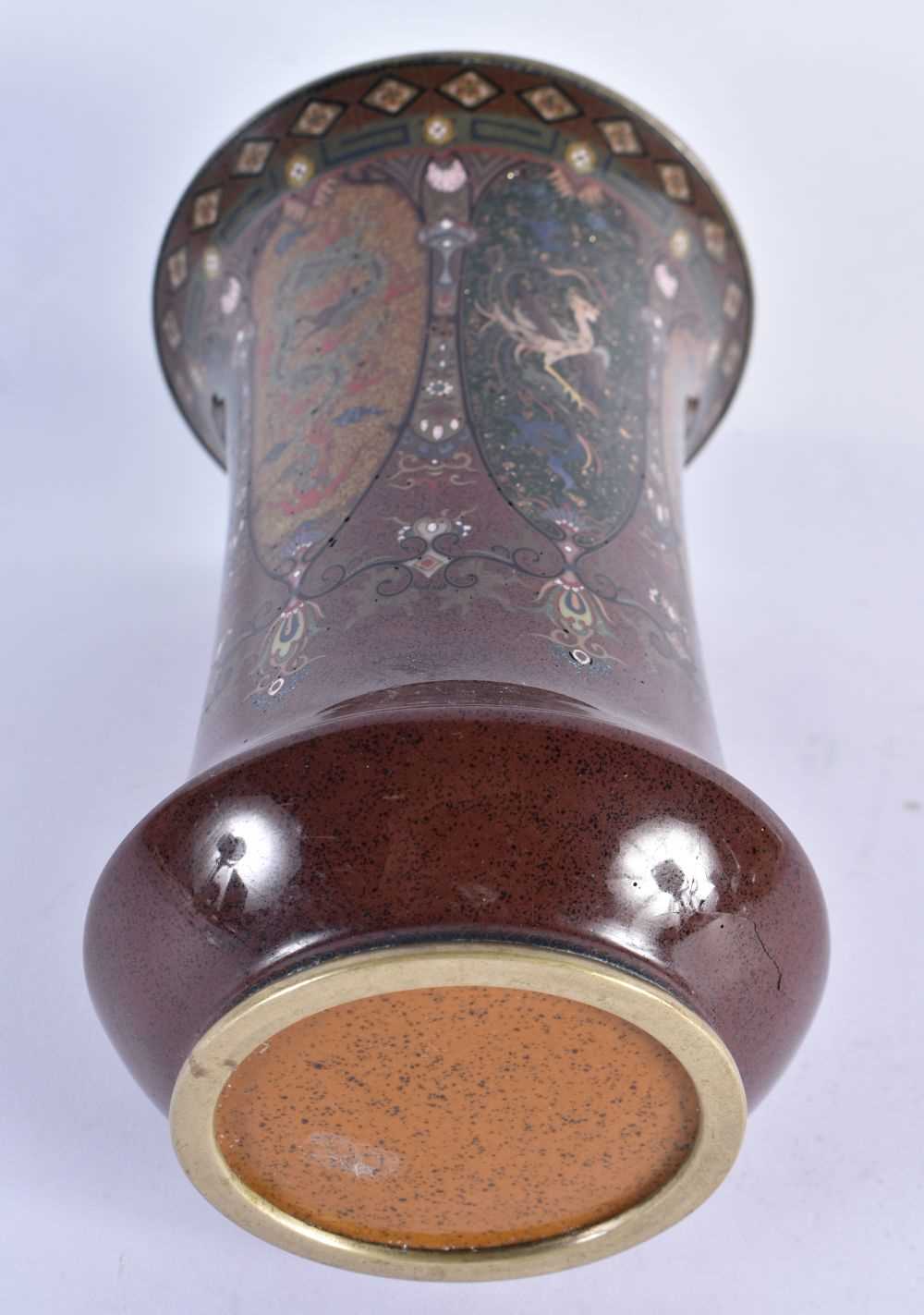 A 19TH CENTURY JAPANESE MEIJI PERIOD CLOISONNE ENAMEL FLARED VASE possibly by Namikawa Yasuyuki. - Image 5 of 5