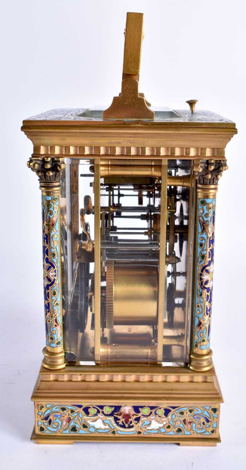 A LOVELY 19TH CENTURY FRENCH CHINESE MARKET CHAMPLEVE ENAMEL AND BRONZE REPEATING CARRIAGE CLOCK the - Image 6 of 8