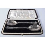 An Edwardian Cased Set of Silver Serving Spoons by James Deakin & Sons. Hallmarked Sheffield 1908.