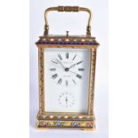A VERY GOOD 19TH CENTURY FRENCH CHINESE MARKET ENAMELLED GILT BRONZE REPEATING CARRIAGE CLOCK the