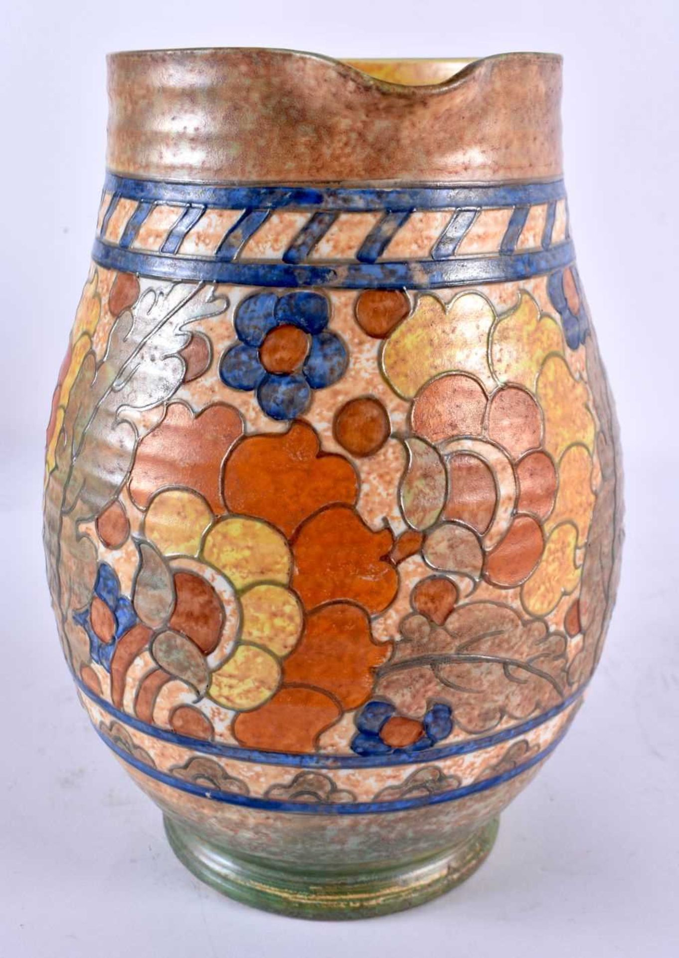 A Charlotte Rhead Byzantine Pattern Jug from Crown Ducal. Signed on base. with impress mark 161. - Image 2 of 5