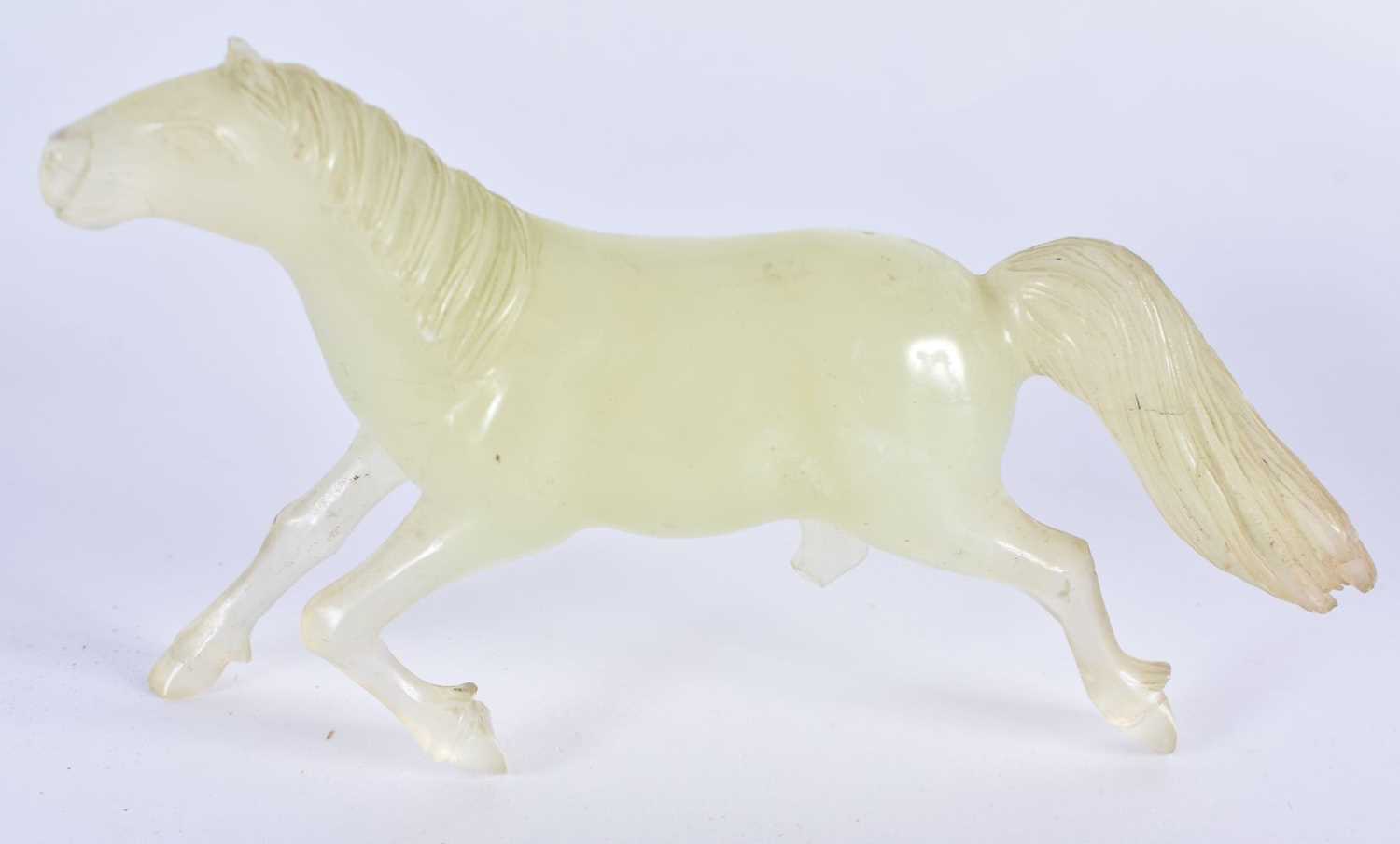 A SET OF SIX LATE 19TH CENTURY CHINESE CARVED JADE HORSES Late Qing, modelled in various forms and - Image 10 of 13