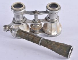 A PAIR OF MOTHER OF PEARL OPERA GLASSES. 21 cm x 8 cm.