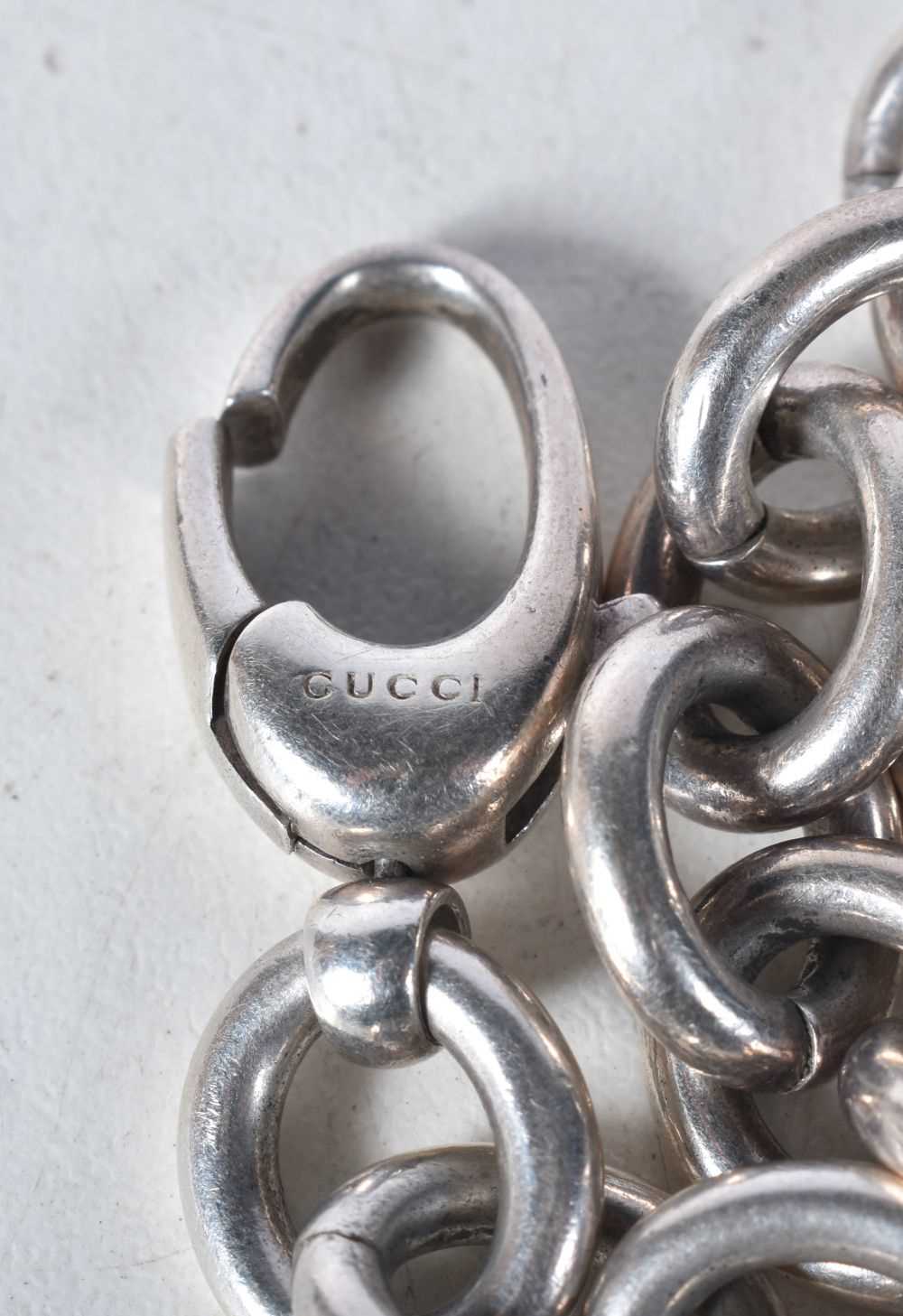 Silver bracelet with dog tags by designer Gucci. Stamped Gucci, 21cm long, weight 58g - Image 3 of 3