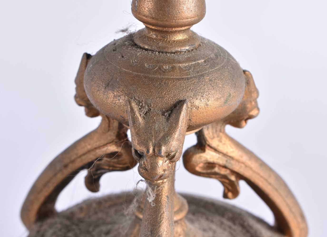 TWO LARGE 19TH CENTURY EUROPEAN BRONZE CANDLESTICKS. 30 cm high. (2) - Image 7 of 10