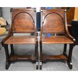 A good pair of antique carver mahogany angular chairs , in the Manner of James Schoelbread, with