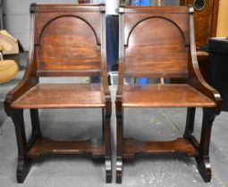 A good pair of antique carver mahogany angular chairs , in the Manner of James Schoelbread, with
