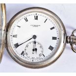 J.W. BENSON .925 Silver Gents Vintage Half Hunter Pocket Watch Hand-wind Working. Birmingham 1928.