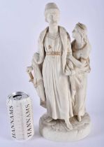 A KERR & BINS WORCESTER PARIAN WARE FIGURE OF HENDA & HAFED unusually highlighted in gilt. 34 cm x