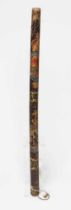 A VICTORIAN EDINBURGH HIGH CONSTABLE EBONISED WOOD LONG STAVE, polychrome and gilt painted with