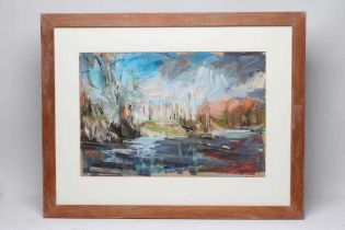Y DAVID GREENWOOD (Contemporary) Bolton Abbey from across the Wharfe, pastel, signed and dated 98,