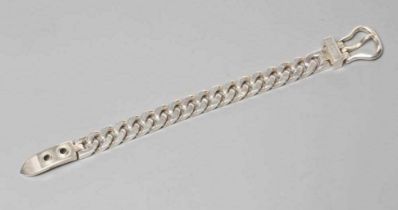 AN HERMES SILVER BRACELET, the flat curb links with buckle clasp, stamped HERMES, Ag 925 A*D (