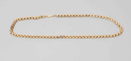 A REEDED FANCY LINK CHAIN NECKLACE, the cylinder clasp stamped 9ct (Est. plus 24% premium inc.