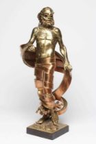 Y SEAN RICE (1931-1997) Male Mythical Figure, welded bronze and copper sculpture on square base,
