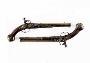 A PAIR OF DUTCH FLINTLOCK HOLSTER PISTOLS, by Penterman of Utrecht, early 18th century, the 11 1/