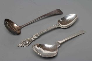 AN EARLY VICTORIAN SILVER CHRISTENING SPOON, maker Martin, Hall & Co., Sheffield 1854, with cherub