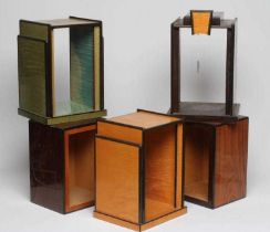 AN ART DECO STYLE HARDWOOD TABLE DISPLAY UNIT, late 20th century, of oblong open ended form, with