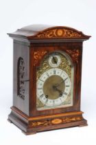 A ROSEWOOD CASED TABLE CLOCK BY LENZKIRCH, the twin barrel movement with anchor escapement