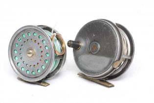 TWO SALMON FISHING REELS, comprising a W. Garden of Aberdeen 4" reel with brass foot and rim