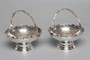 A PAIR OF SILVER EPERGNE BASKETS, maker C Boyton & Sons, London 1920, of flared circular form with