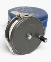 A HARDY THE "PERFECT" 3 5/8" TROUT FISHING REEL with loop line guide, rim tensioner and Hardy bag (