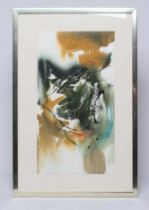 Y WILLY TIRR (1915-1991) "Autumn III", signed, watercolour, 18" x 9 ¾", aluminium frame (subject