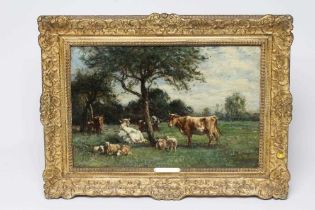 MARK FISHER (1841-1923) Sussex Pastoral, Steyning, signed lower right, dated '74, oil on canvas, 12"