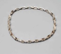 AN HERMES SILVER NECKLACE, the solid oval links with bar clasp, stamped HERMES, 925 and three