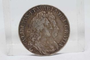 A WILLIAM & MARY HALFCROWN, 1692, 2nd busts (Est. plus 24% premium inc. VAT) Condition Report: