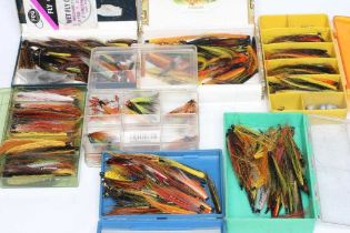 A LARGE QUANTITY OF SALMON TUBE FLIES in four plastic fly boxes (Est. plus 24% premium inc. VAT)