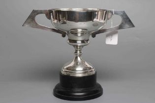 AN ART DECO TWO HANDLED SILVER TROPHY CUP, maker Joseph Gloster Ltd., Birmingham 1924, the