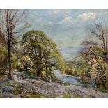 Y HERBERT F ROYLE (1870-1954) Picking flowers in the Wharfedale Valley, signed lower left, oil on