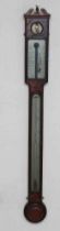 A MAHOGANY CASED THREE GLASS STICK BAROMETER, signed Adams London, with silvered register and hinged