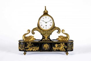 A FRENCH GILT AND PATINATED BRONZE MANTEL CLOCK BY BREGUET, early 19th century, with single fusee