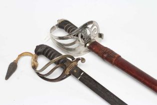 TWO BRITISH OFFICER'S SWORDS, comprising an 1827 pattern Rifle Regiment sword with 32 3/4" blade and