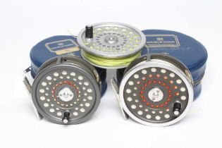 TWO HARDY MARQUIS FISHING REELS, comprising a #6 and a #7, with spare #7 spool and cases (3) (Est.