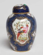 A SAMSON OF PARIS PORCELAIN JAR AND COVER of ovoid form painted in polychrome enamels with vignettes