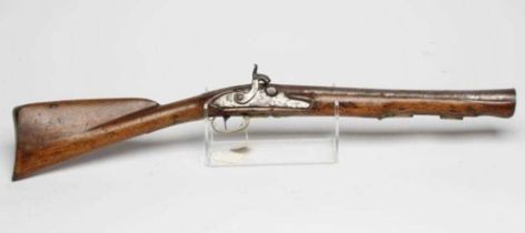 A PERCUSSION BLUNDERBUSS, late 18th century, with 15 3/4" steel barrel, action converted from