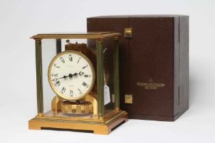 A JAEGER-LECOULTRE VENDOME MODEL ATMOS CLOCK, second half 20th century, the white enamel dial with