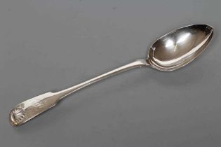 A VICTORIAN PROVINCIAL SILVER BASTING SPOON, maker John Walton, Newcastle 1856, in fiddle, thread