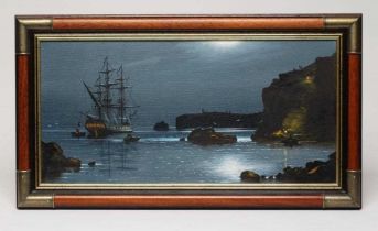 Y LEE SPENCE (b.1934) Coastal scene at night, oil on canvas, Newquay Galleries label to reverse, 12"