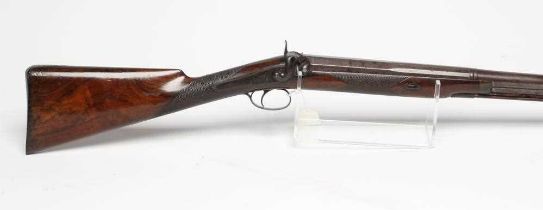 A 12 BORE PERCUSSION SHOTGUN by William Weston, Brighton, the 30" barrel inscribed with maker's