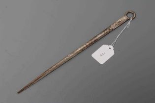 A LATE GEORGE III SILVER MEAT SKEWER, maker Robert Garrard I, London 1804, of typical form