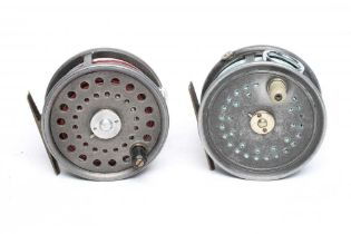 TWO SALMON FISHING REELS, comprising a J. J. S. Walker Brampton & Co. of Alnwick 4" reel with