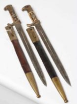 TWO WWII GERMAN POLICE DRESS BAYONETS, both with 13" blades bearing maker's marks, one by Weyersberg