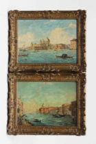 ALBERTO TERRINI (Italian 19/20th century) Venetian Scenes, a pair, signed, oil on canvas, 11 3/4"