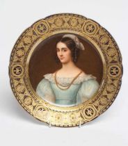 AN HOHENBERG (HUTSCHENREUTHER, BAVARIA) VIENNA STYLE PORCELAIN CABINET PLATE centrally painted in